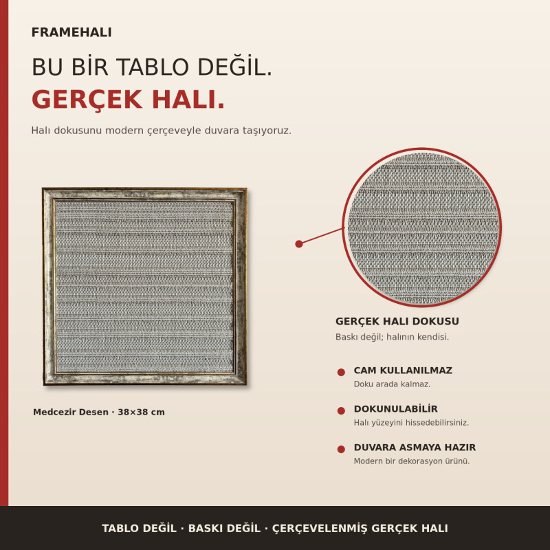 FrameHalı Medcezir Desen Halı Çerçeve – 38x38 cm