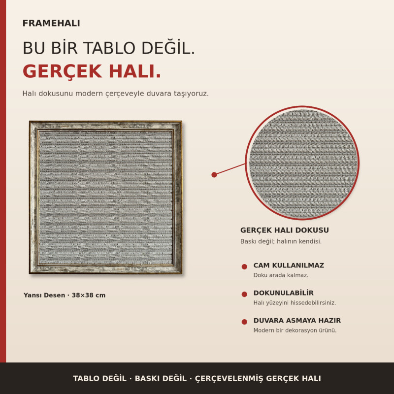 FrameHalı Yansı Desen Halı Çerçeve – 38x38 cm