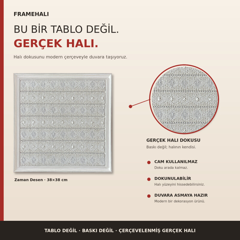 FrameHalı Zaman Desen Halı Çerçeve – 38x38 cm