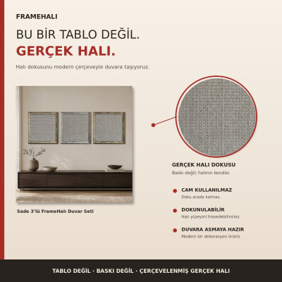 Sade 3'lü FrameHalı Duvar Seti