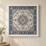 FrameHalı Mavi Motif Baskı Halı Çerçeve – 43×43 cm